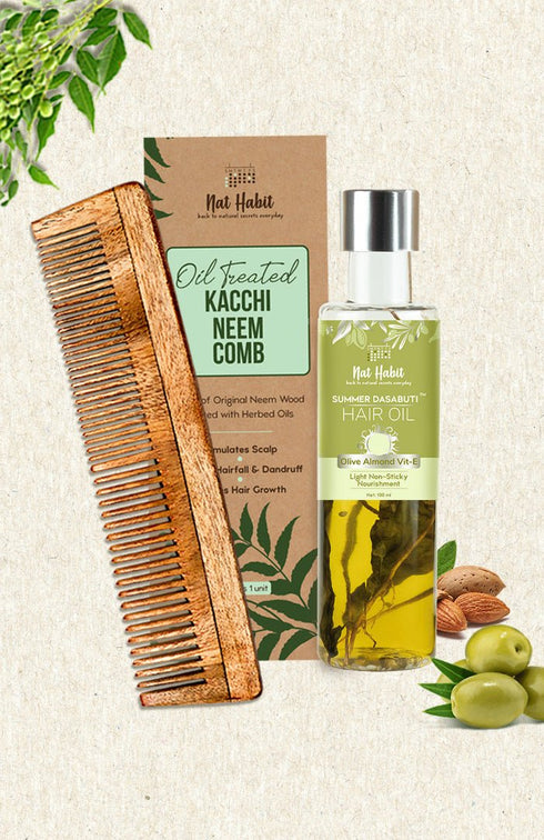 Nat Habit Dual Tooth Comb Olive Almond Dasabuti Hair Oil 200g